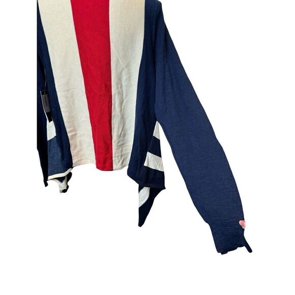 Lauren Ralph Lauren Women's Open Front Cardigan Sweater Sz M Patriotic Red Blue - Picture 2 of 9